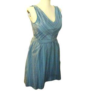 NWT Heart Of Haute Women's Sleeveless Blue Striped V-Neck Dress With Belt XL